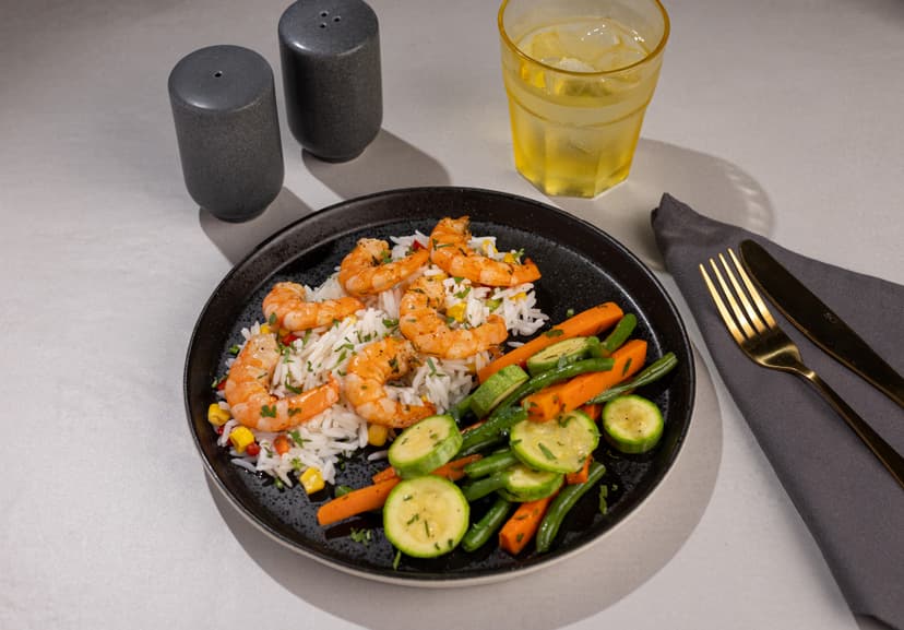 Crevettes Mexicaines & Riz de Chou-Fleur	