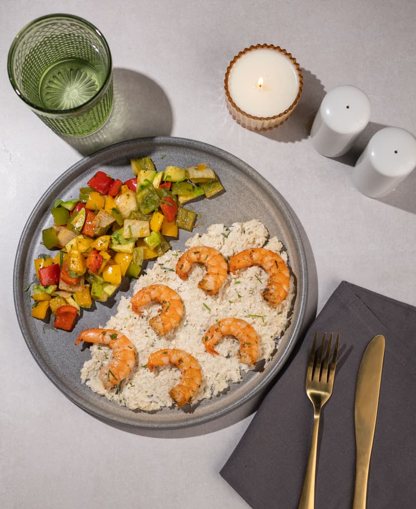 Garlic Butter Shrimp & Creamed Chou-Vert	