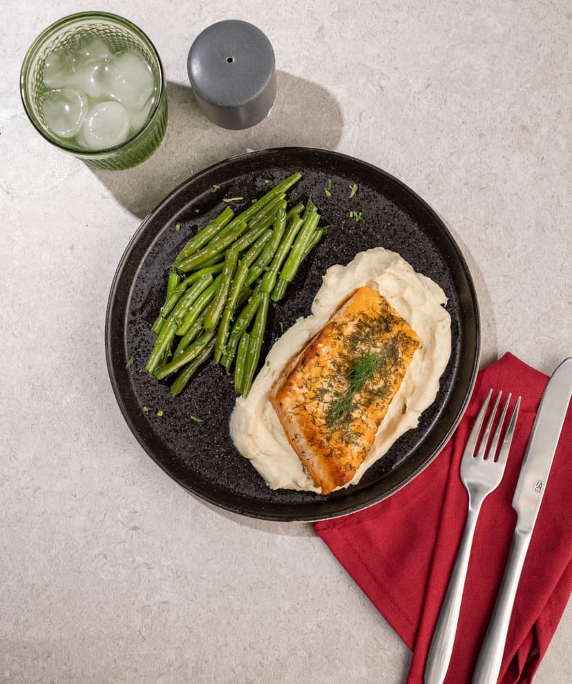 Roasted Garlic Butter Salmon & Green Beans